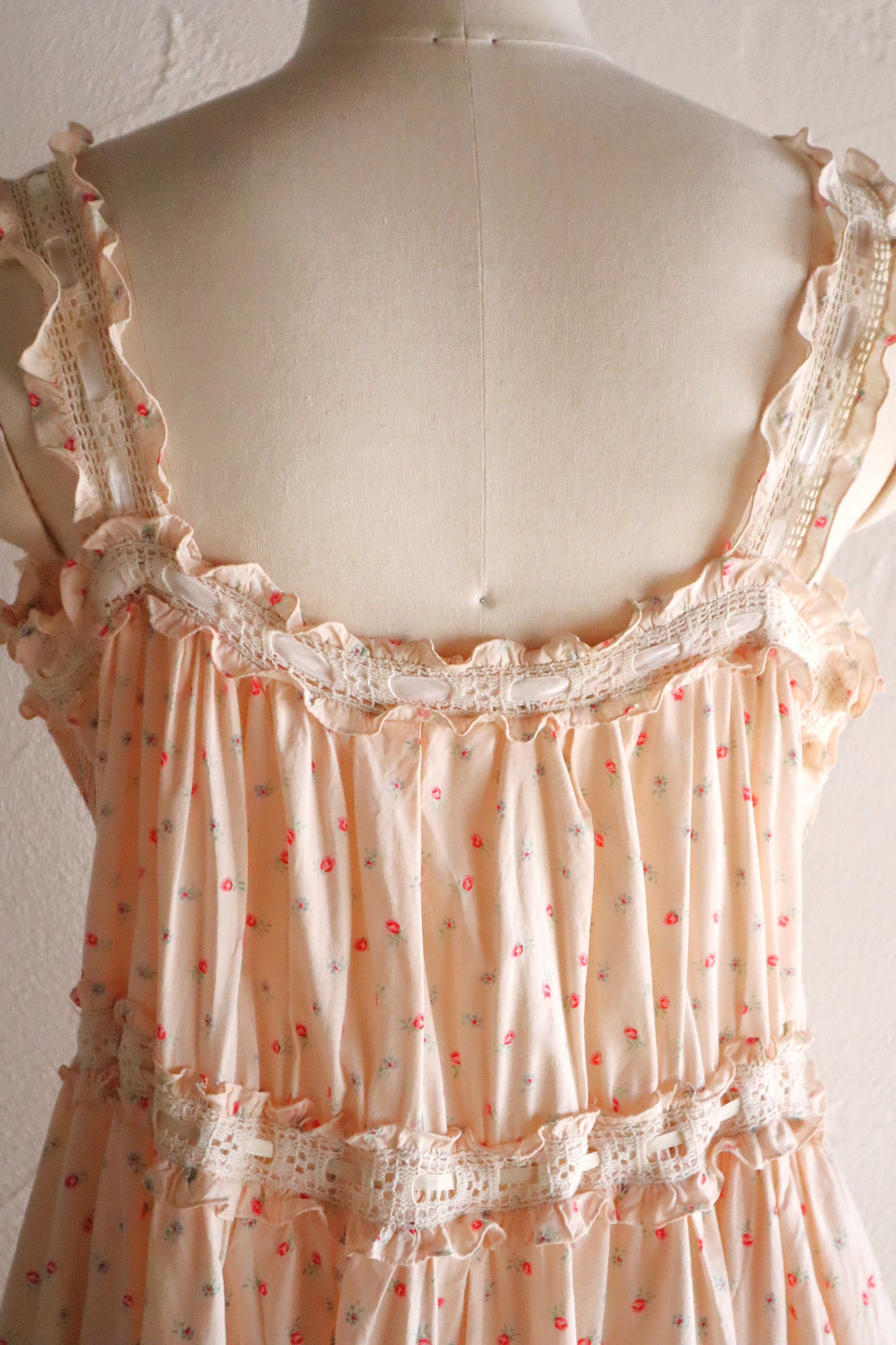 1920s Floral Cotton Monogram Nightdress