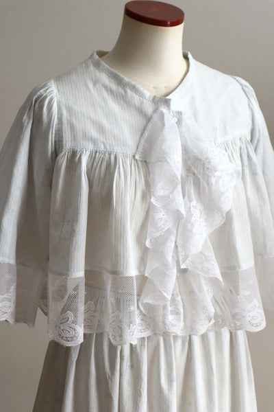 Romantic Blue Floral Bed Jacket – Handcrafted