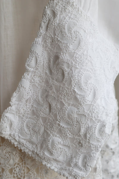 1900s Crochet Lace Linen Gauze Church Dress