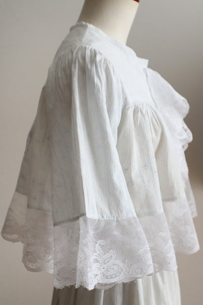 Romantic Blue Floral Bed Jacket – Handcrafted