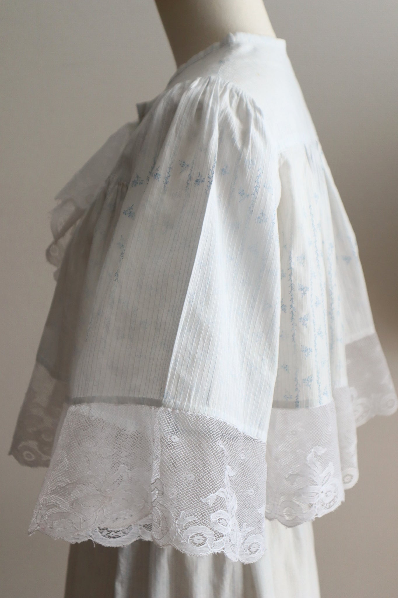 Romantic Blue Floral Bed Jacket – Handcrafted