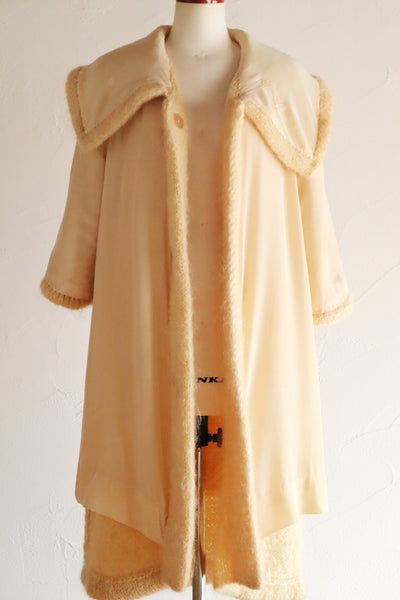 1960s Cream Mohair Coat with Cape Collar
