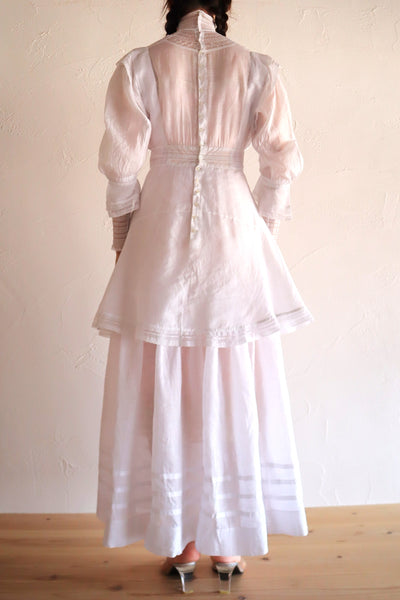 1900s Edwardian Pigeon Breast Cotton Day Dress