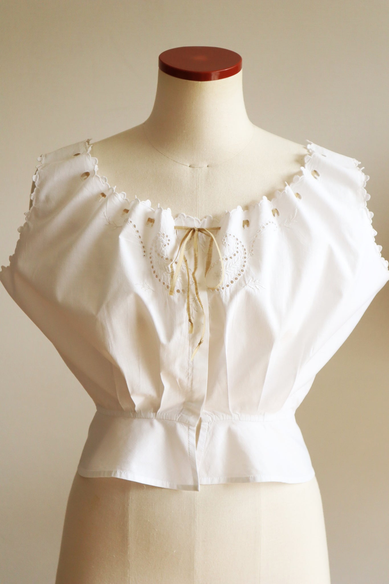 1910s Scalloped Embroidered Hand Sewn Corset Cover
