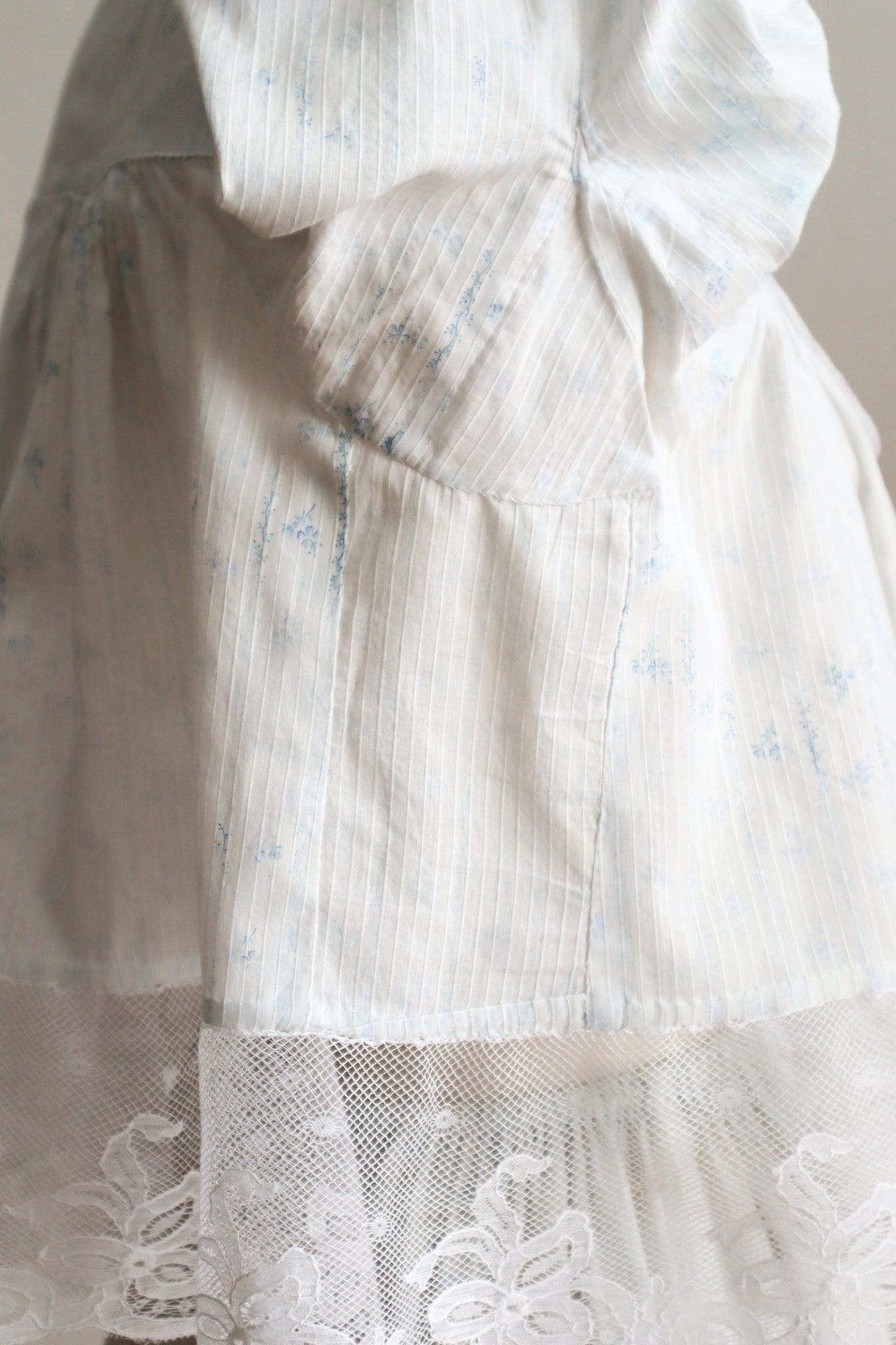 Romantic Blue Floral Bed Jacket – Handcrafted