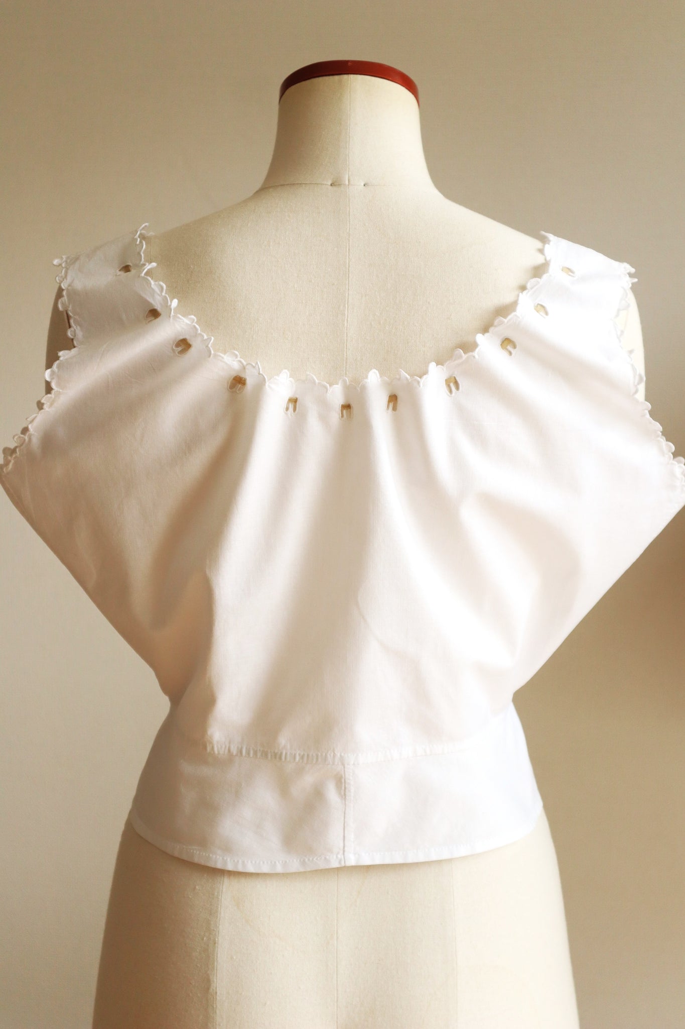 1910s Scalloped Embroidered Hand Sewn Corset Cover