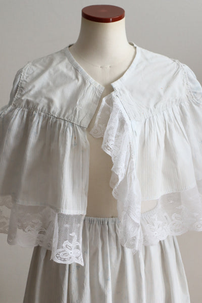 Romantic Blue Floral Bed Jacket – Handcrafted