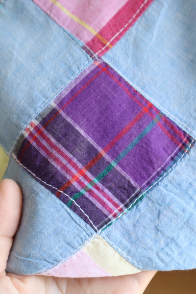 80s Patchwork Madras Plaid Cotton Skirt