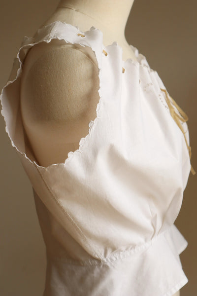 1910s Scalloped Embroidered Hand Sewn Corset Cover