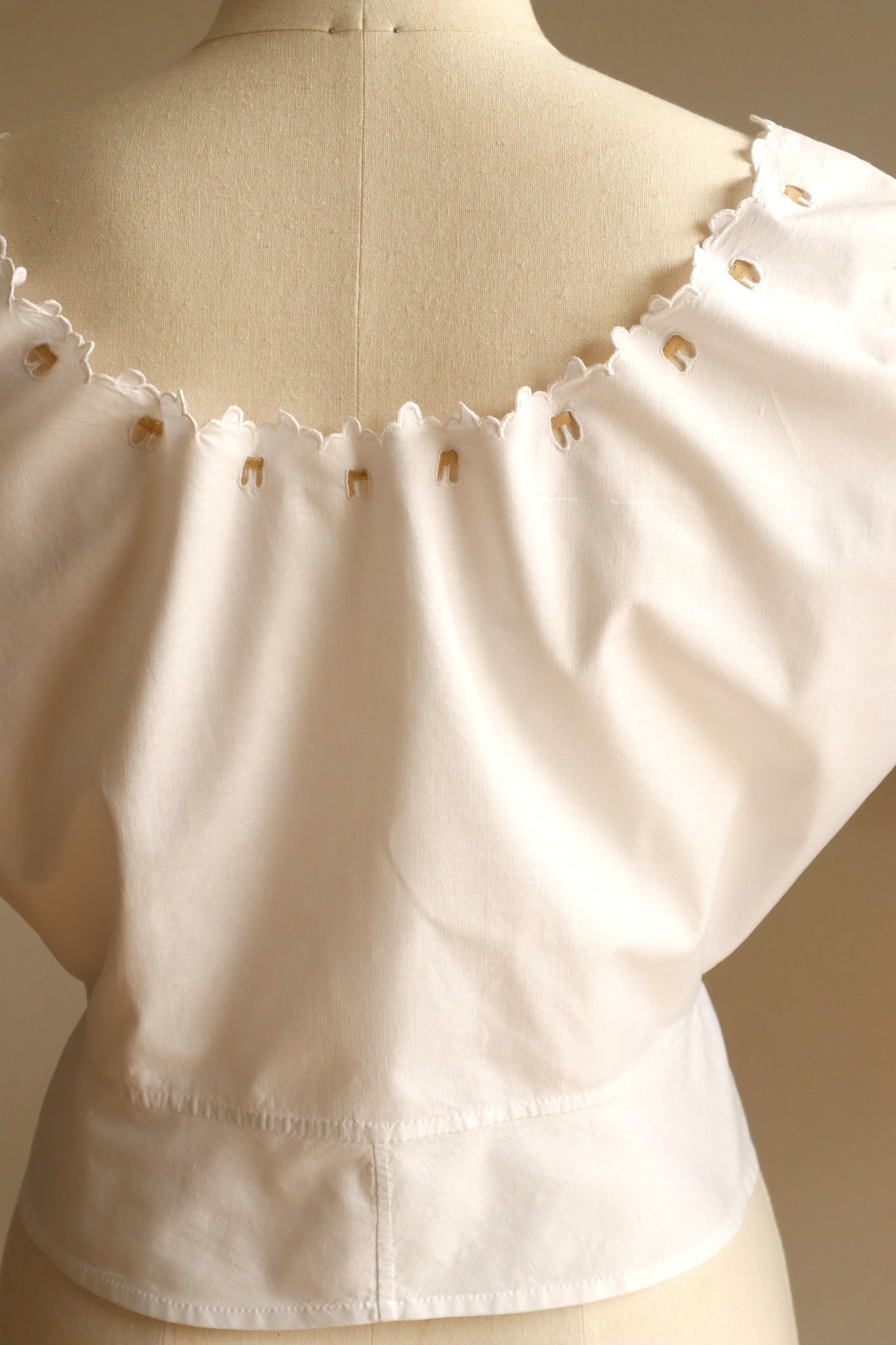 1910s Scalloped Embroidered Hand Sewn Corset Cover