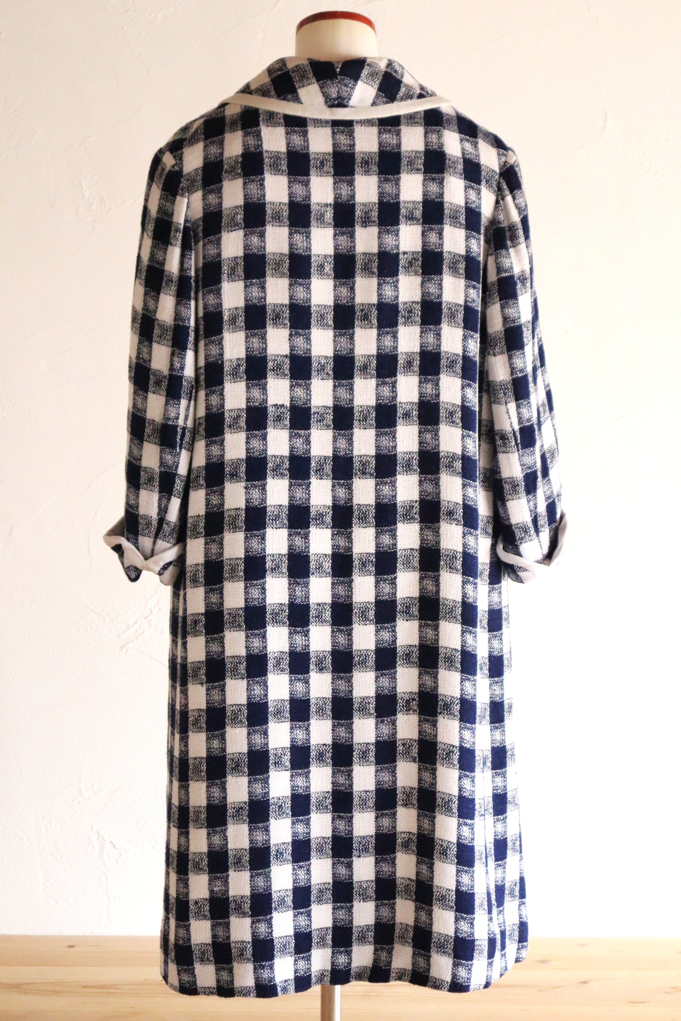 1950s–60s Navy and White Woven Check Coat