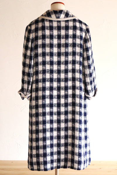 1950s–60s Navy and White Woven Check Coat
