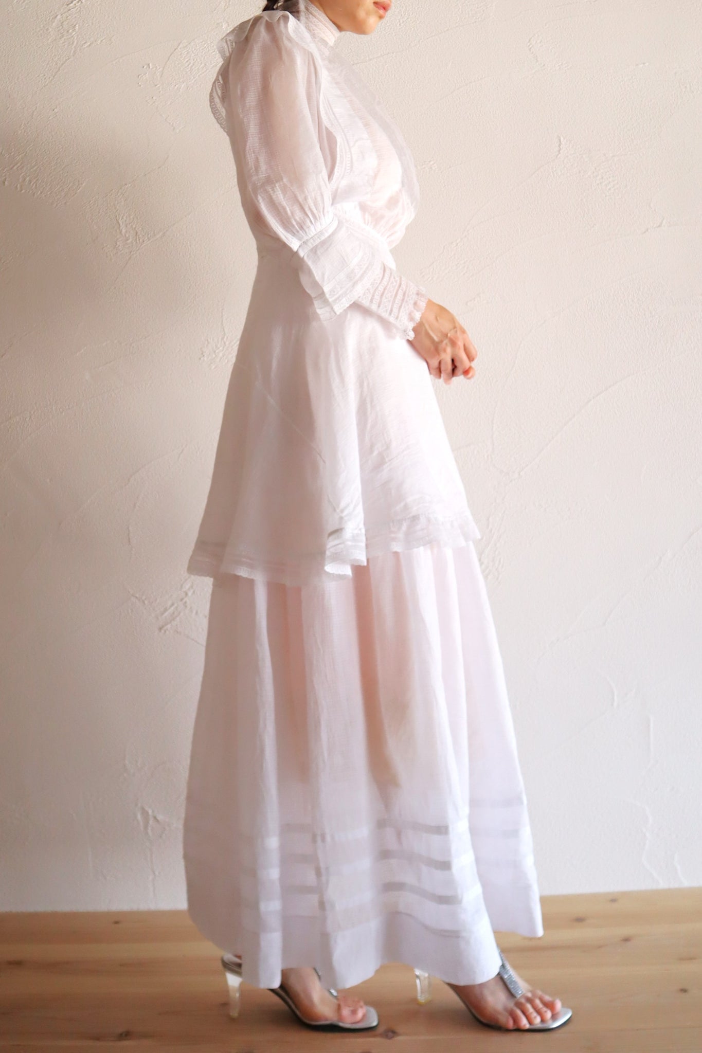1900s Edwardian Pigeon Breast Cotton Day Dress