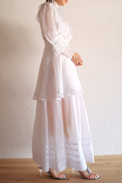 1900s Edwardian Pigeon Breast Cotton Day Dress