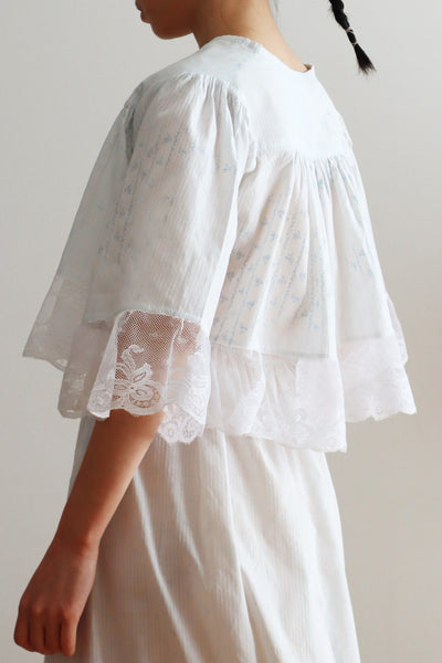 Romantic Blue Floral Bed Jacket – Handcrafted