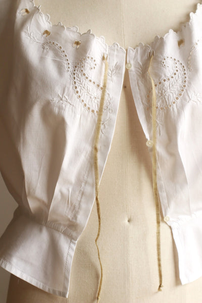 1910s Scalloped Embroidered Hand Sewn Corset Cover