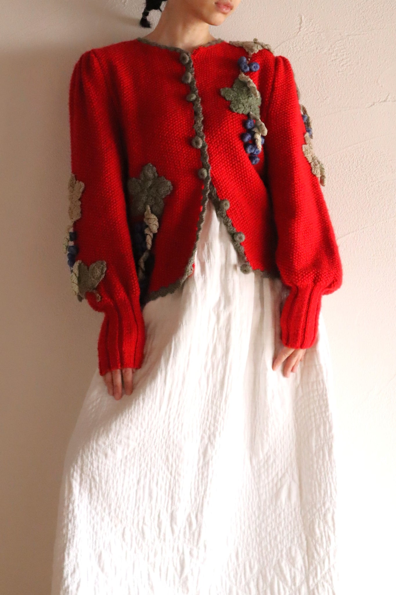 80s Grape Embroidery Cardigan