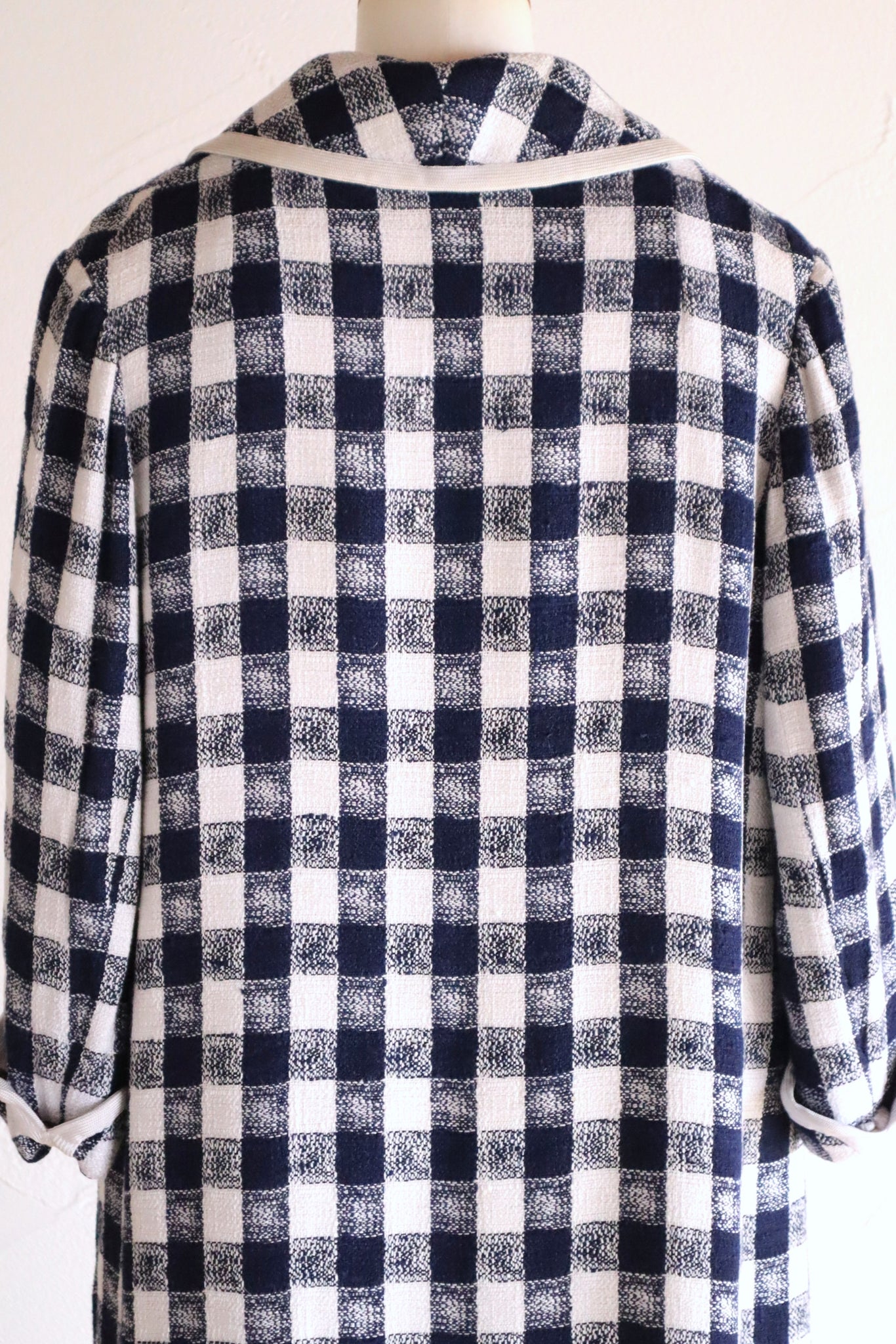 1950s–60s Navy and White Woven Check Coat
