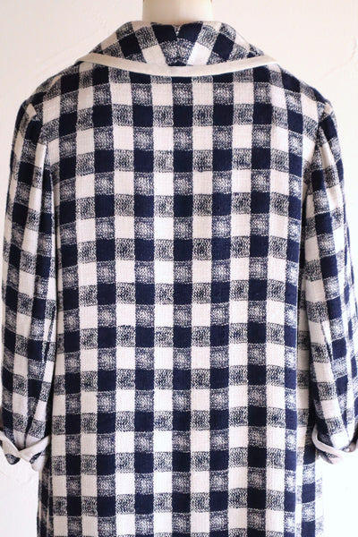 1950s–60s Navy and White Woven Check Coat