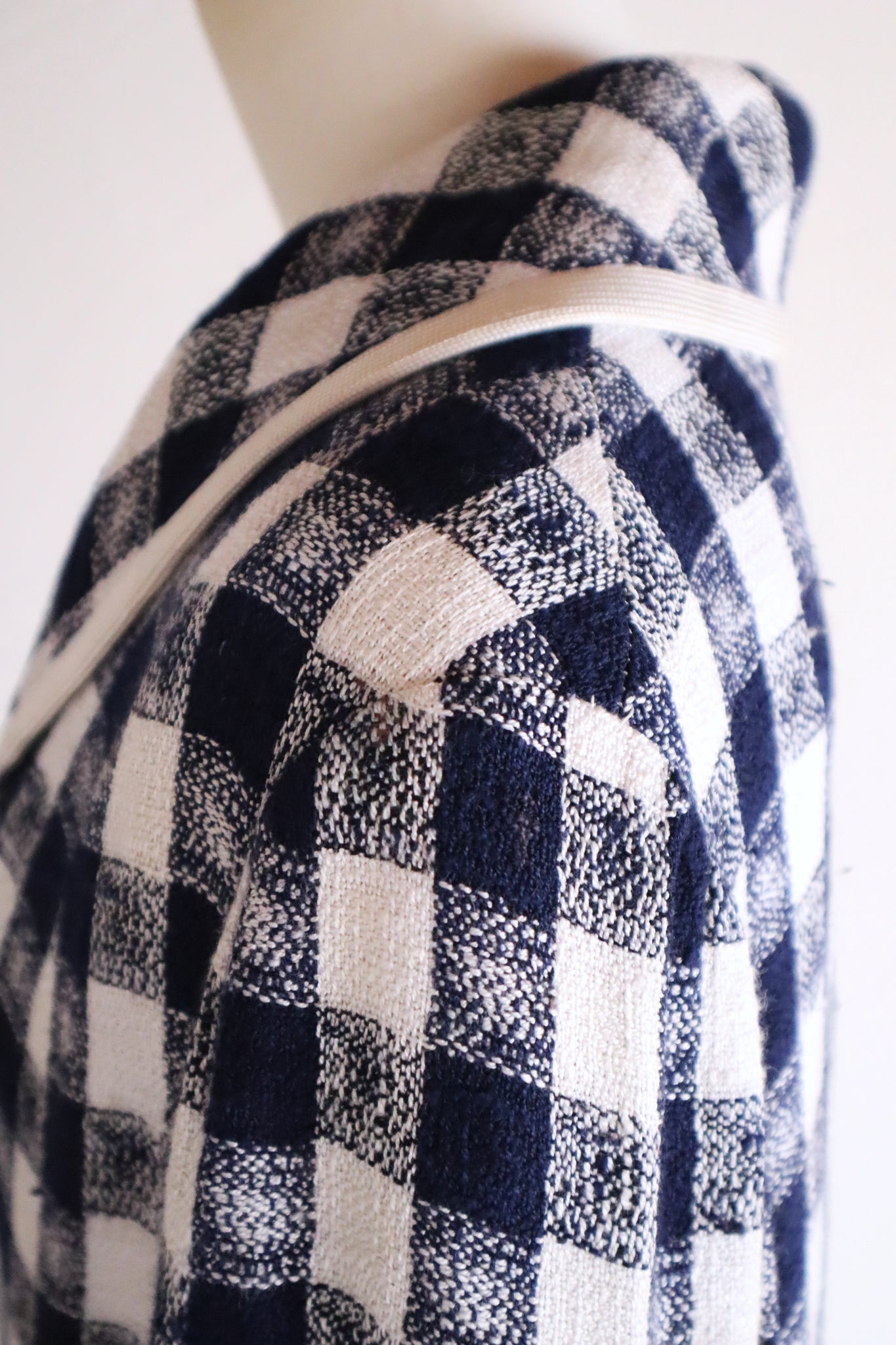 1950s–60s Navy and White Woven Check Coat
