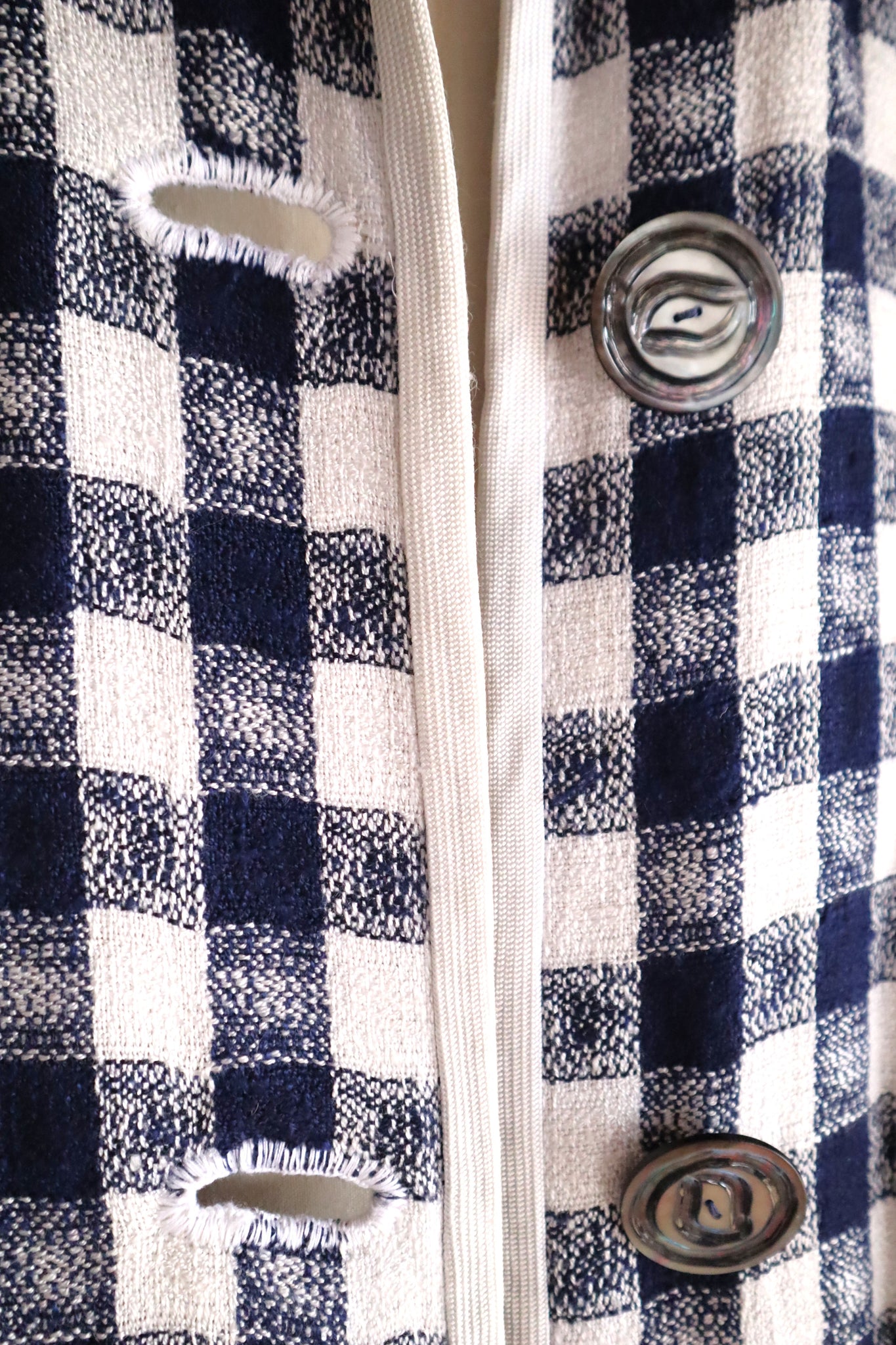 1950s–60s Navy and White Woven Check Coat
