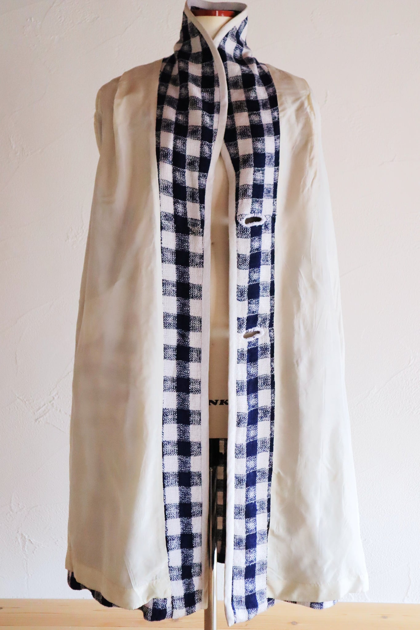 1950s–60s Navy and White Woven Check Coat