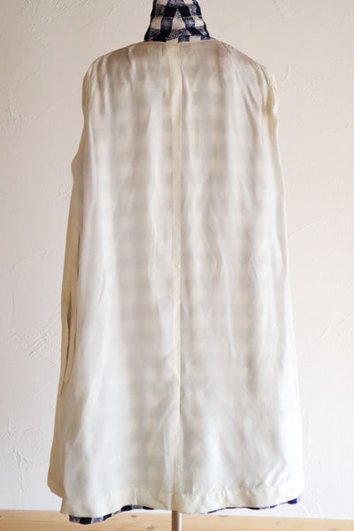 1950s–60s Navy and White Woven Check Coat