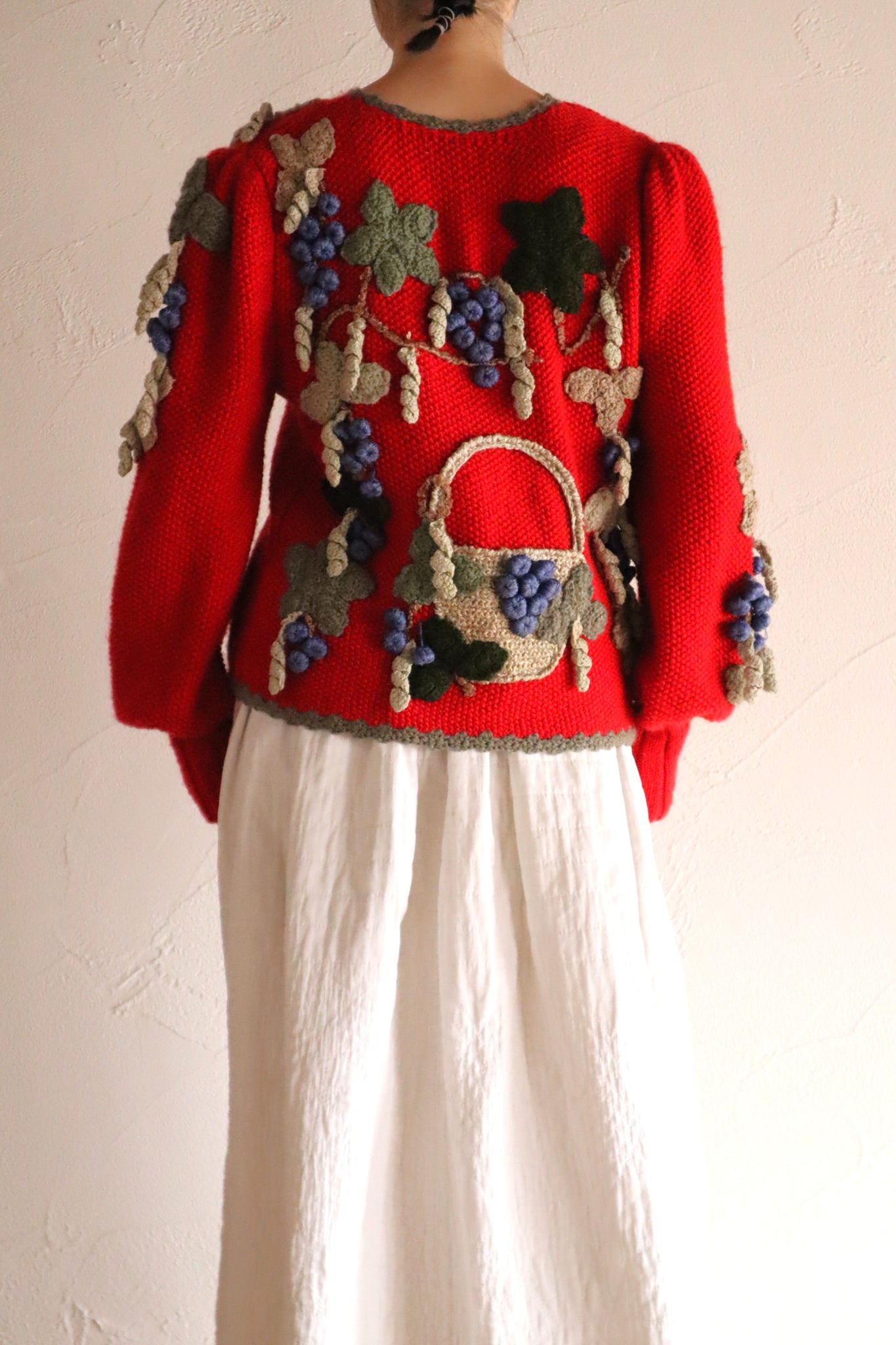 80s Grape Embroidery Cardigan