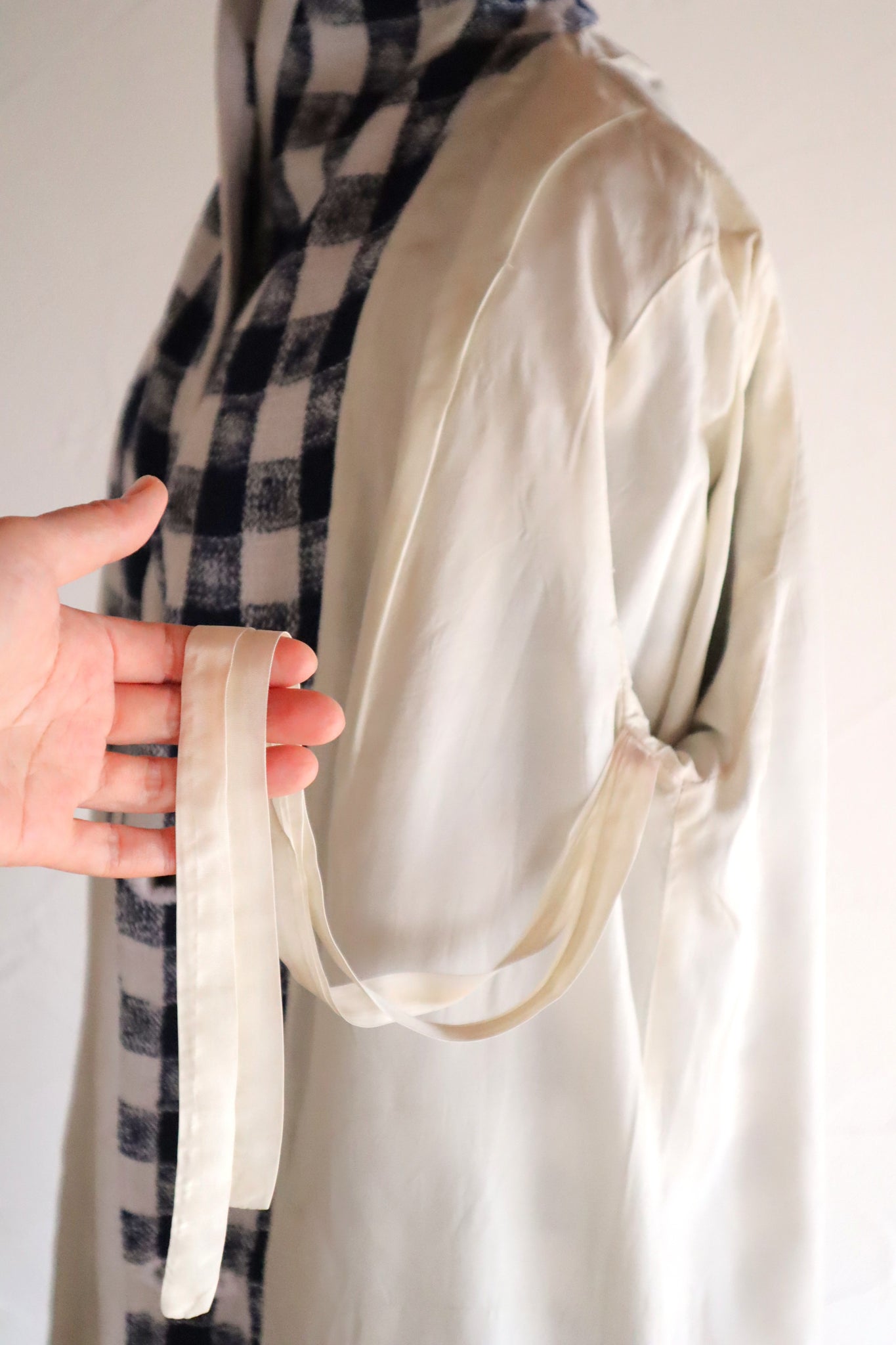 1950s–60s Navy and White Woven Check Coat