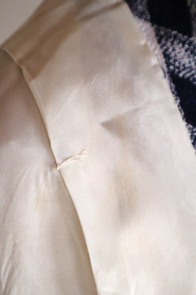 1950s–60s Navy and White Woven Check Coat