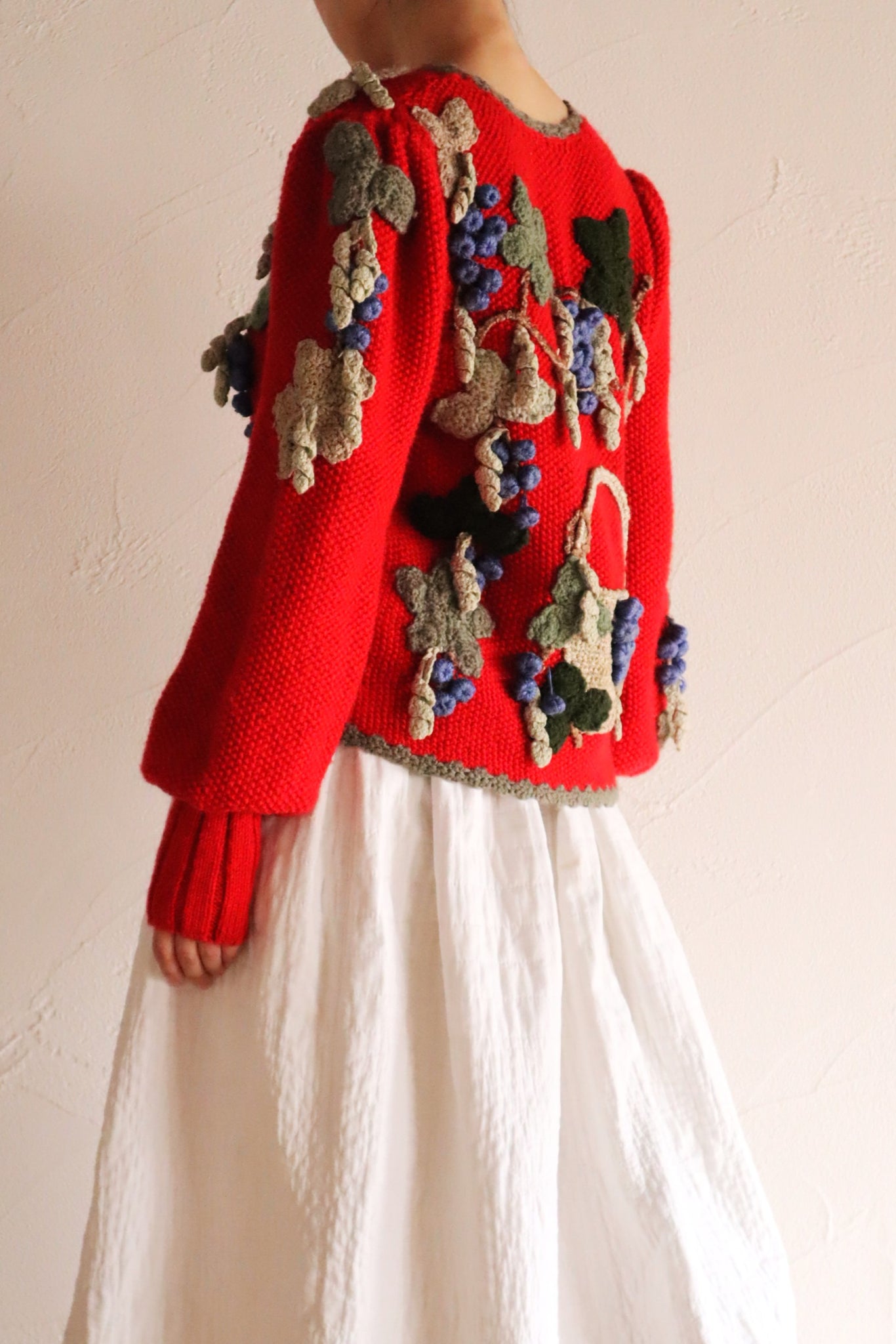 80s Grape Embroidery Cardigan