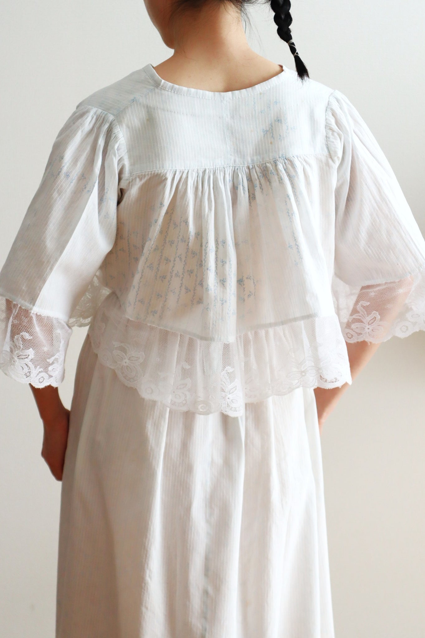 Romantic Blue Floral Bed Jacket – Handcrafted