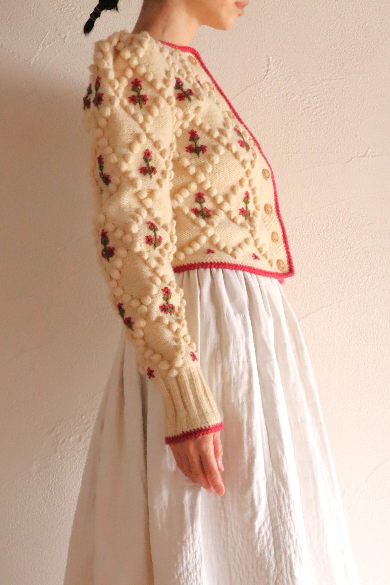 70s Pink Floral Austrian Cardigan