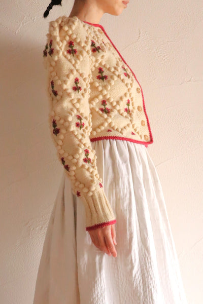 70s Pink Floral Austrian Cardigan