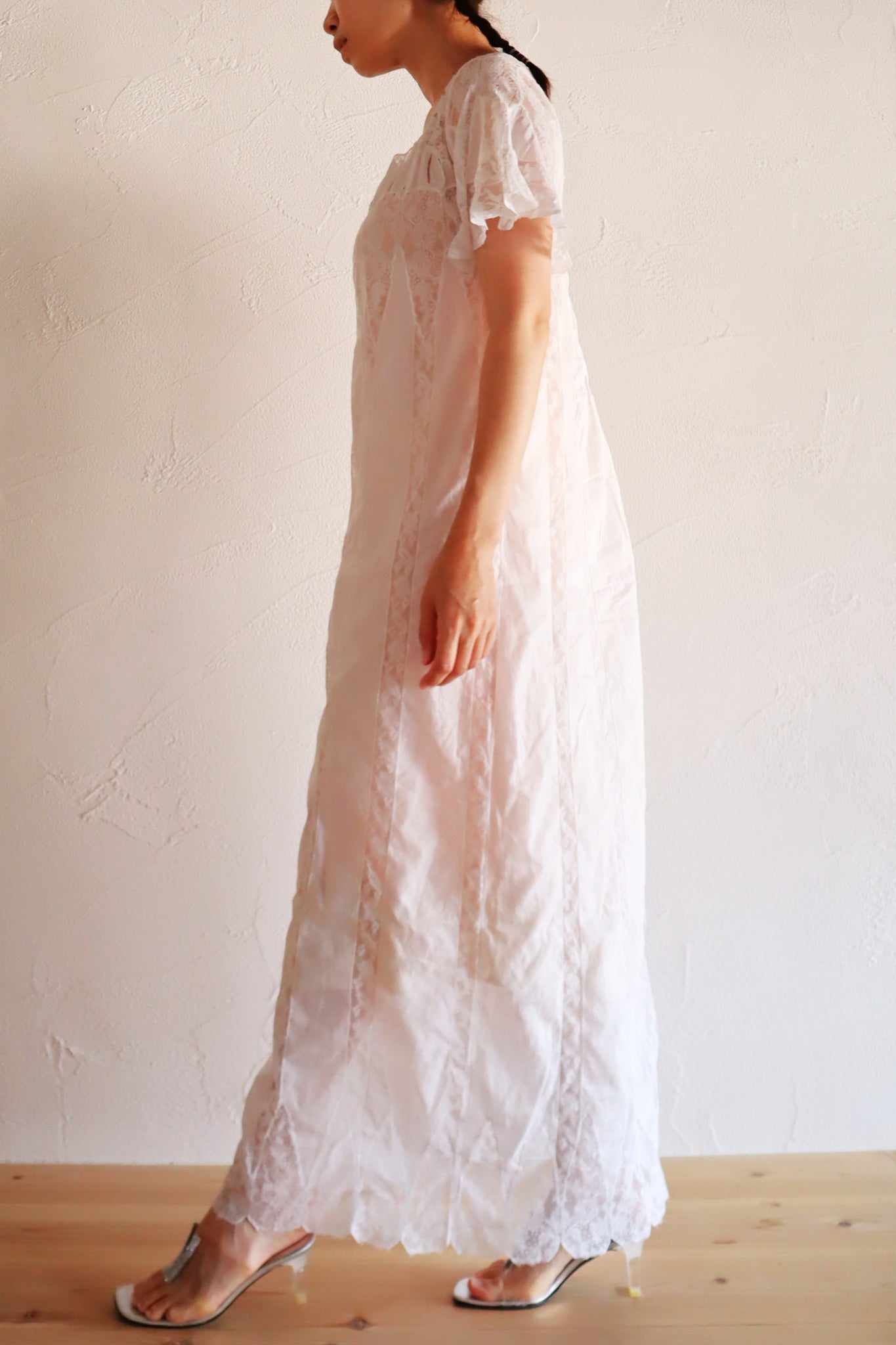 1900s French Valenciennes Lace Cotton Dress