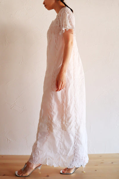 1900s French Valenciennes Lace Cotton Dress