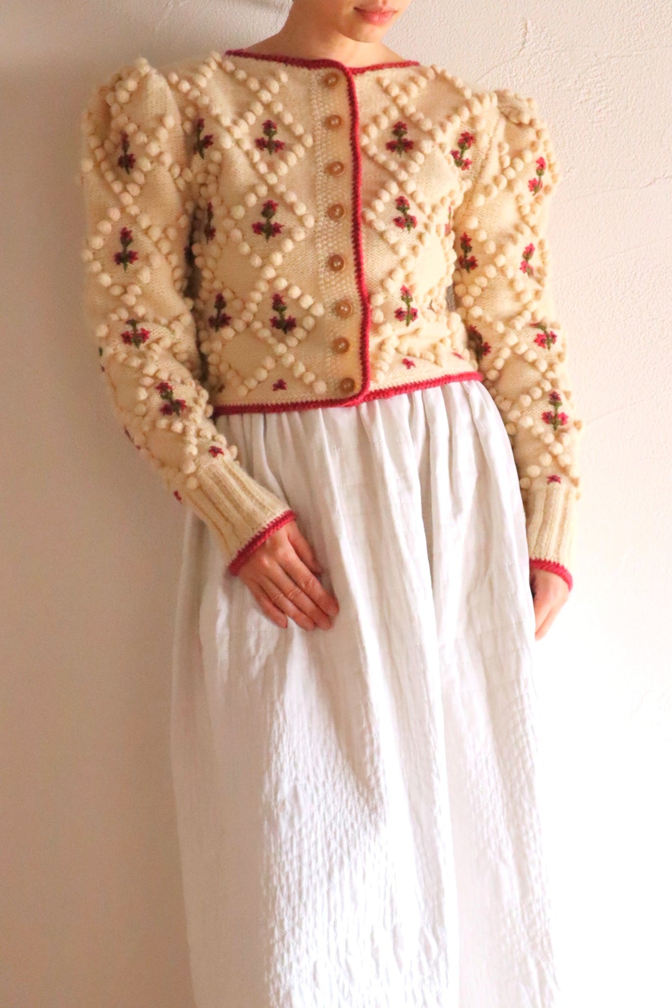 70s Pink Floral Austrian Cardigan