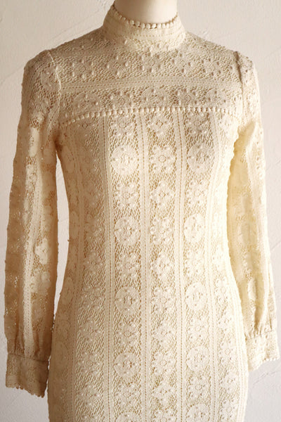 1970s Union Made Allover Lace Dress