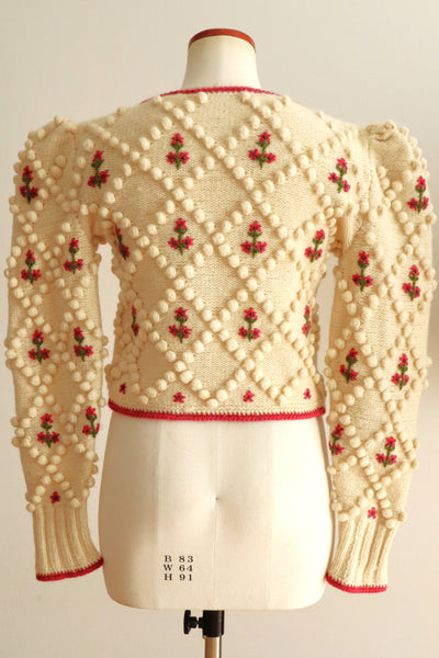 70s Pink Floral Austrian Cardigan