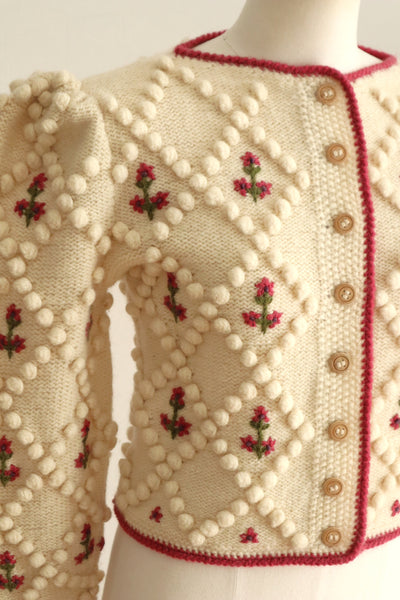 70s Pink Floral Austrian Cardigan