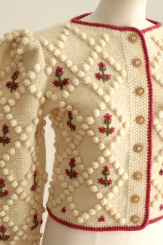 70s Pink Floral Austrian Cardigan