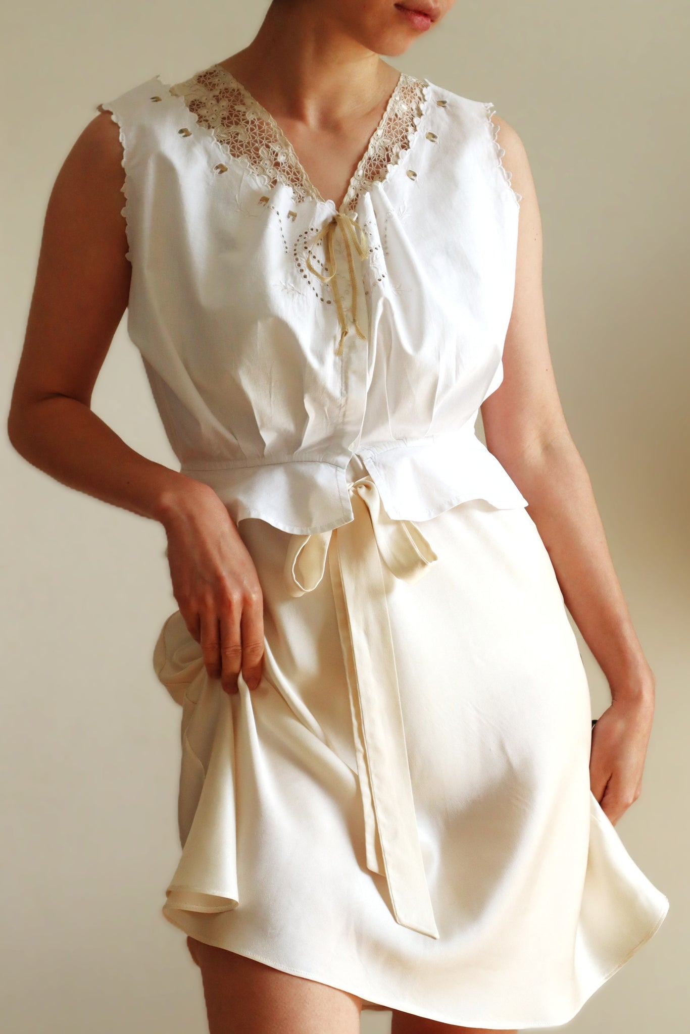 1910s Scalloped Embroidered Hand Sewn Corset Cover