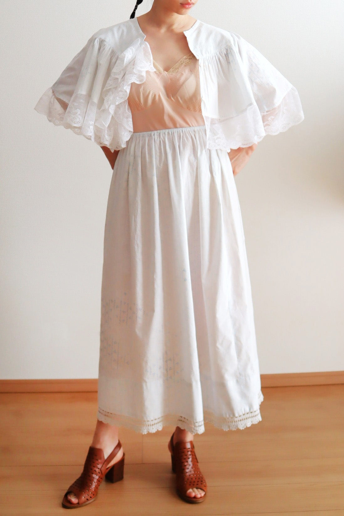 Romantic Blue Floral Skirt – Handcrafted