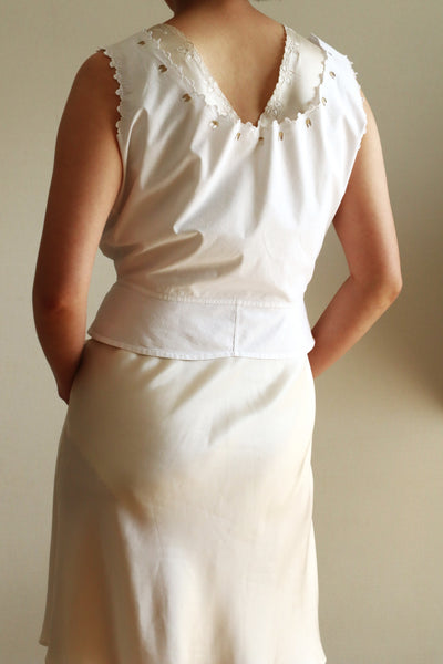 1910s Scalloped Embroidered Hand Sewn Corset Cover