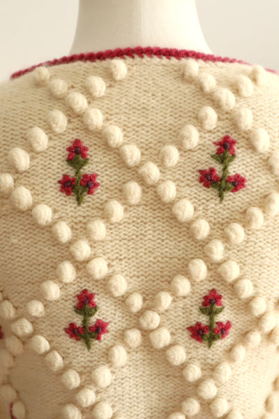 70s Pink Floral Austrian Cardigan