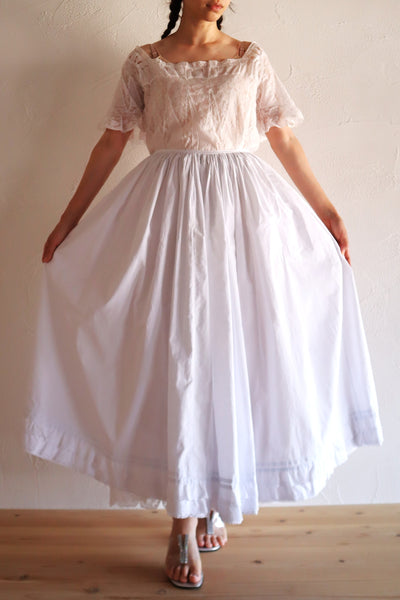 1850s French Hand-Sewn White Cotton Skirt