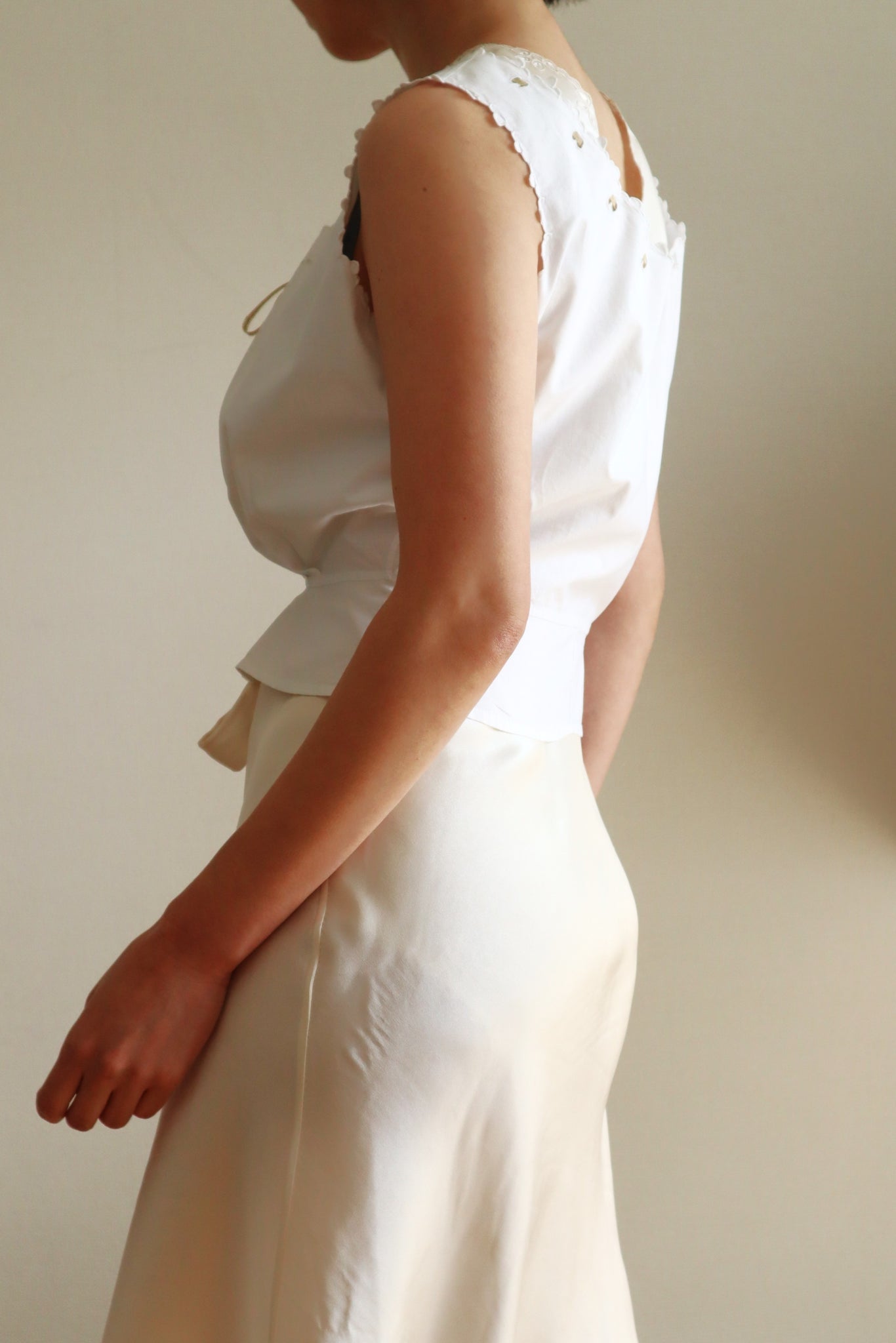 1910s Scalloped Embroidered Hand Sewn Corset Cover