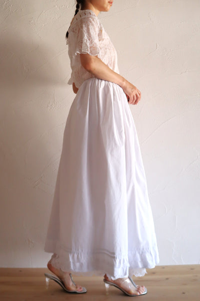 1850s French Hand-Sewn White Cotton Skirt