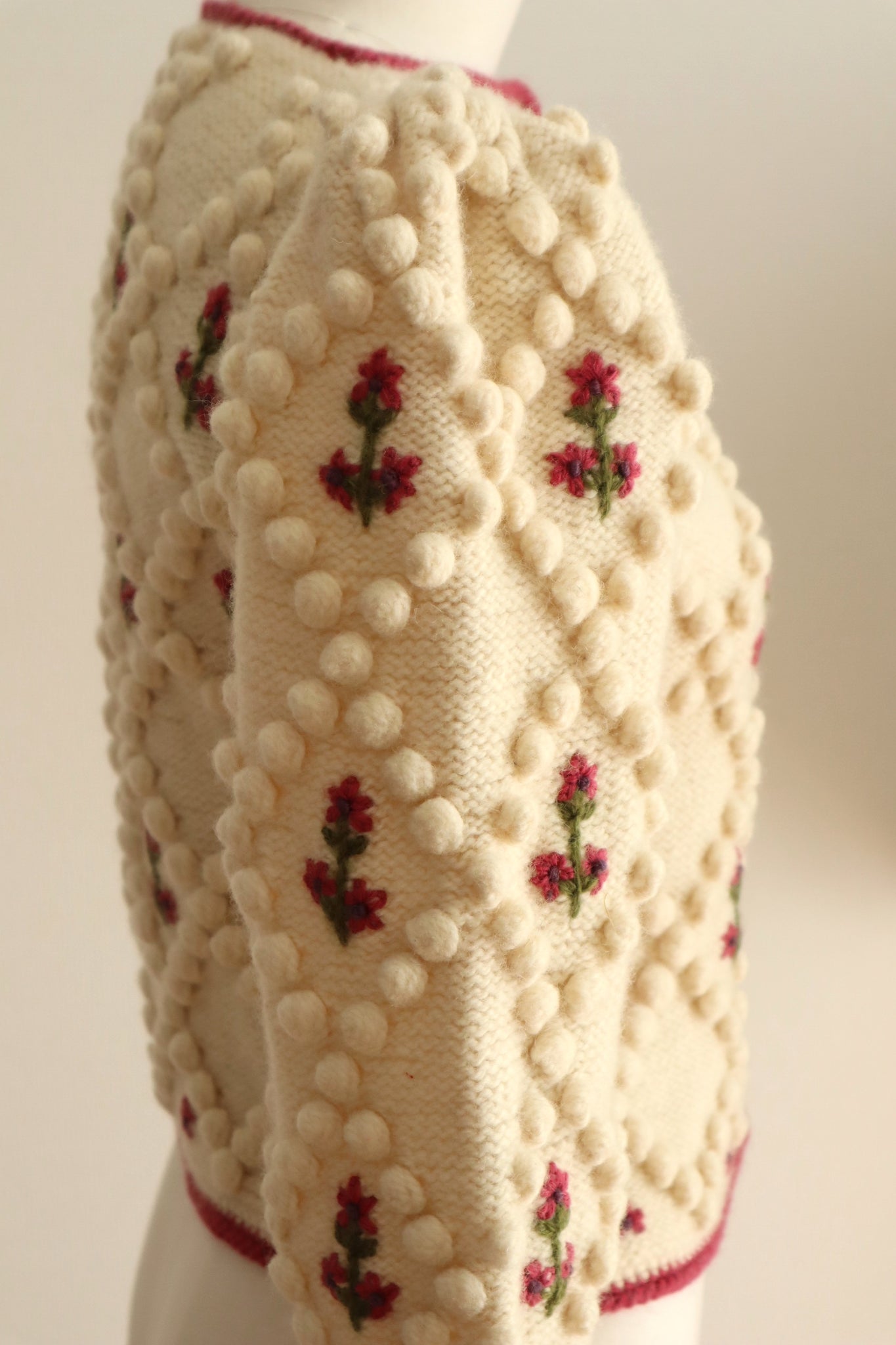 70s Pink Floral Austrian Cardigan