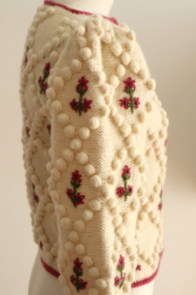 70s Pink Floral Austrian Cardigan
